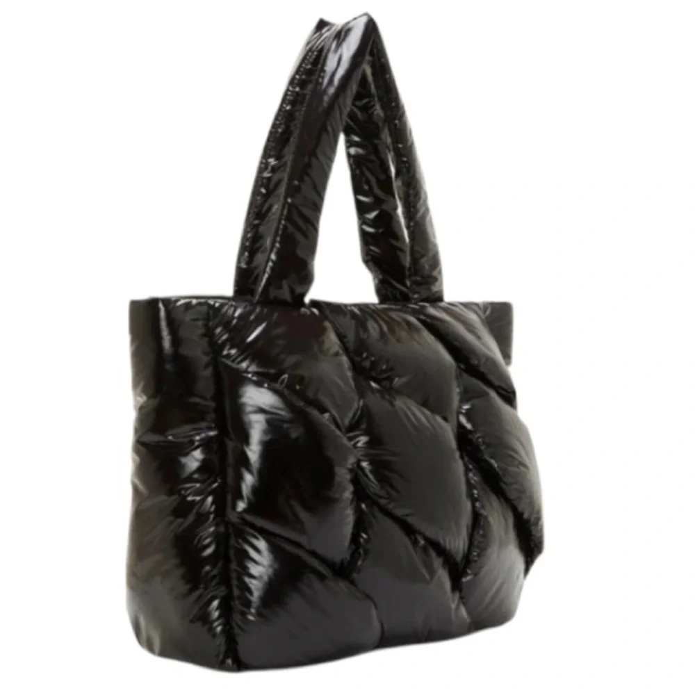 Vince Camuto Tote Quilted Black Nylon Puffer Tote Bag Leesa Shoulder Bag Zip Top - Picture 2 of 16
